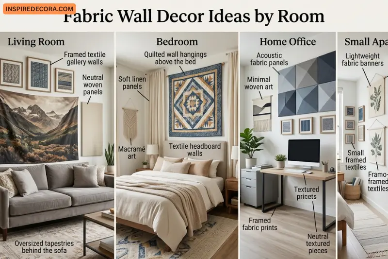 fabric wall decor ideas by room