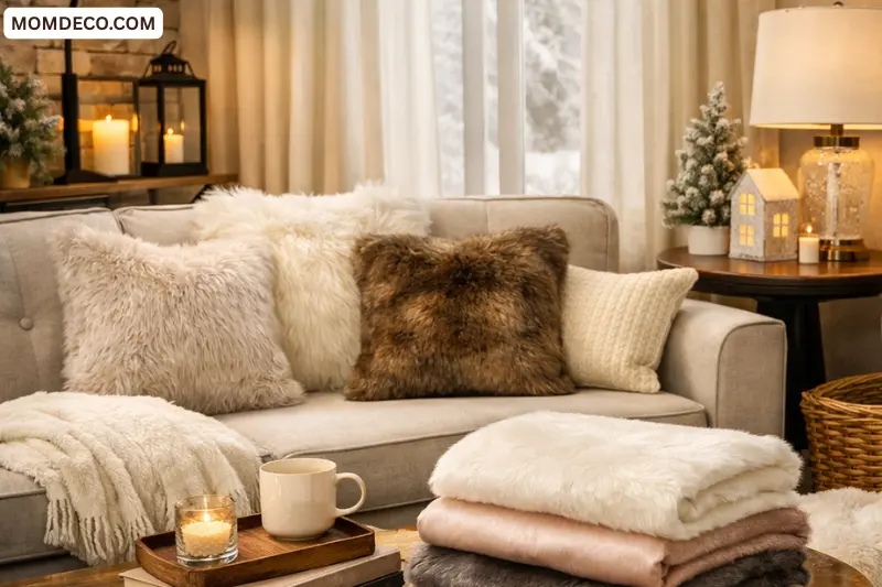 faux fur cozy and modern interior fabric trend