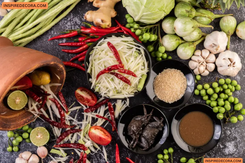herbs and fresh ingredients in thai kitchens