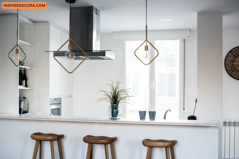 pendant lights over the island in kitchen