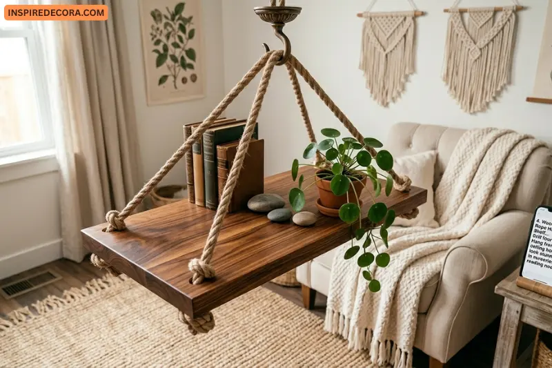 wood and rope hanging shelf intermediate