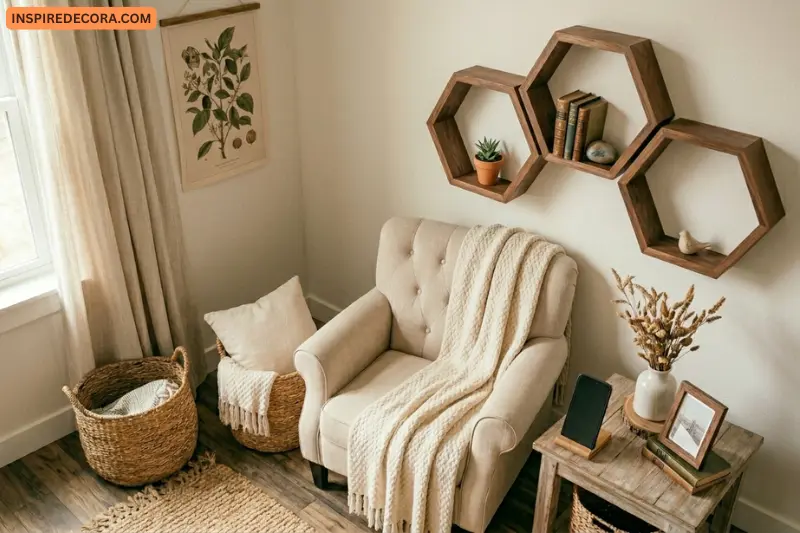 wooden hexagon wall shelf intermediate