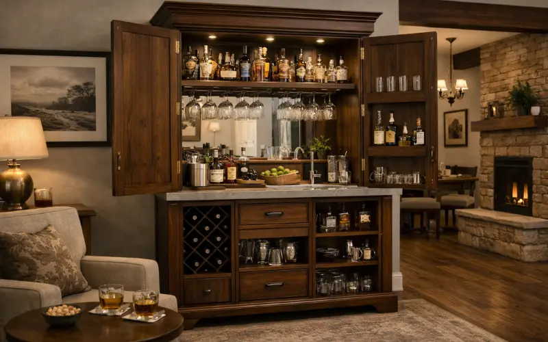 cabinet or bookshelf bar