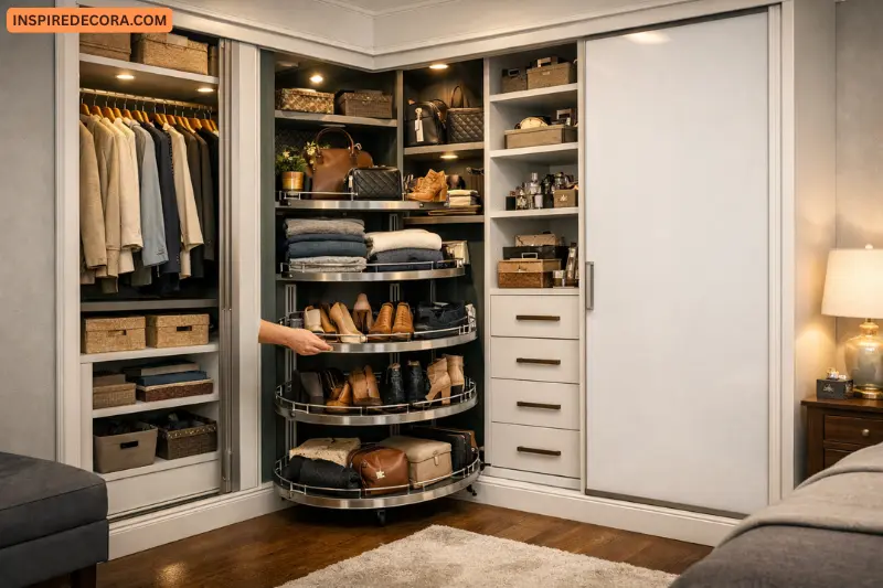 corner wardrobes with carousel systems