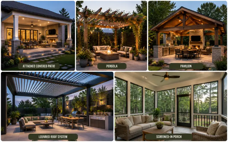 covered outdoor living space structures