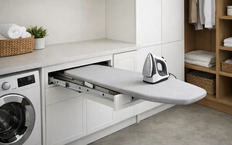drawer-style pull-out ironing board