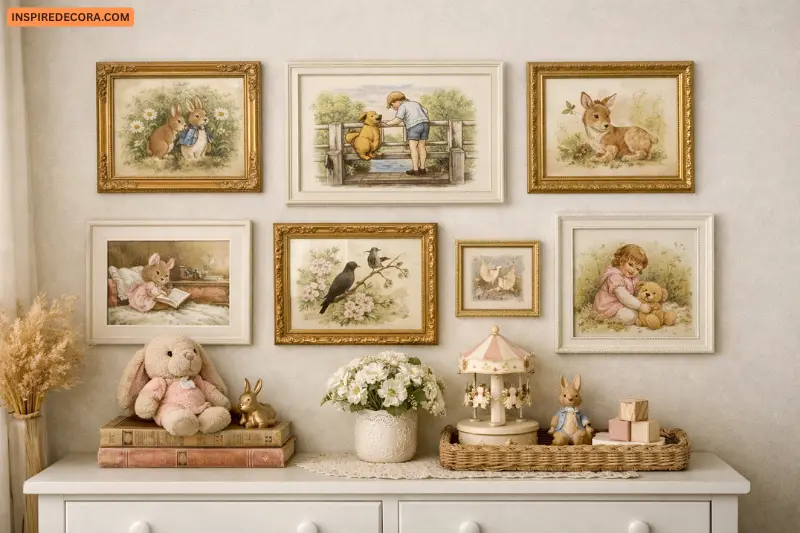 framed vintage storybook illustrations