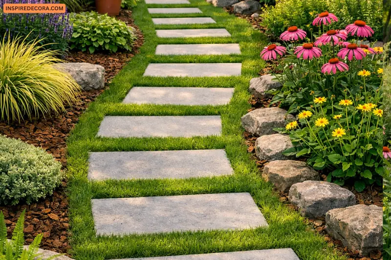 grass and paver path