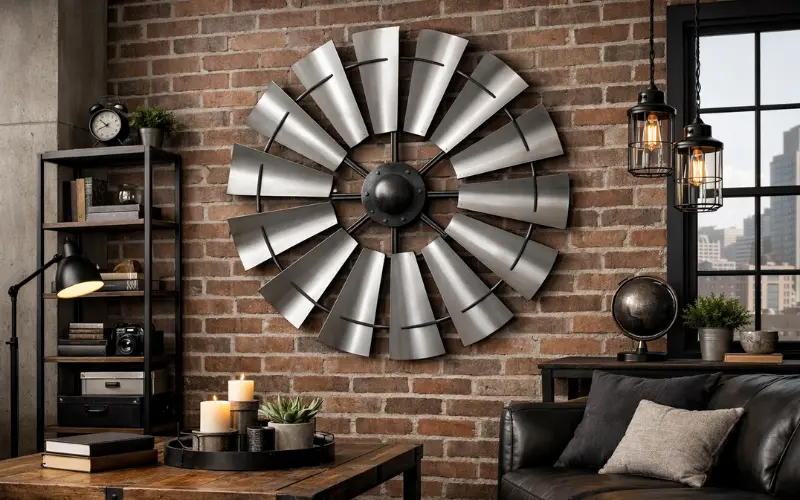 industrial windmill wall decor