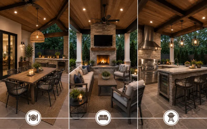 layout ideas for your covered outdoor living space