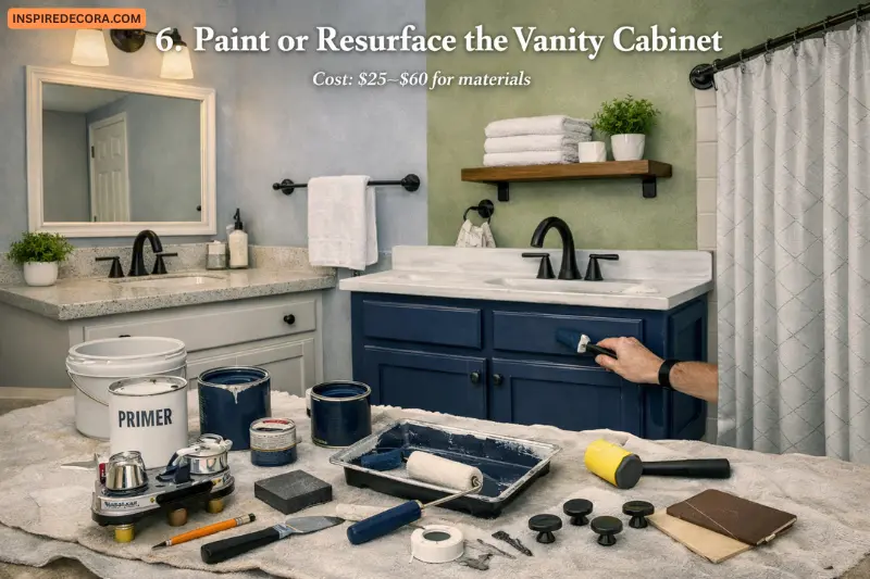 paint or resurface the vanity cabinet