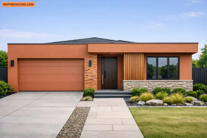rendered facade with colour