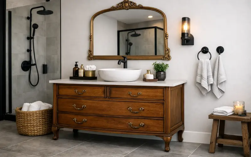 repurposed furniture vanity
