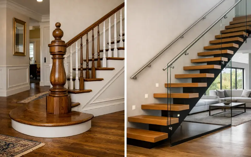 traditional vs. modern staircase