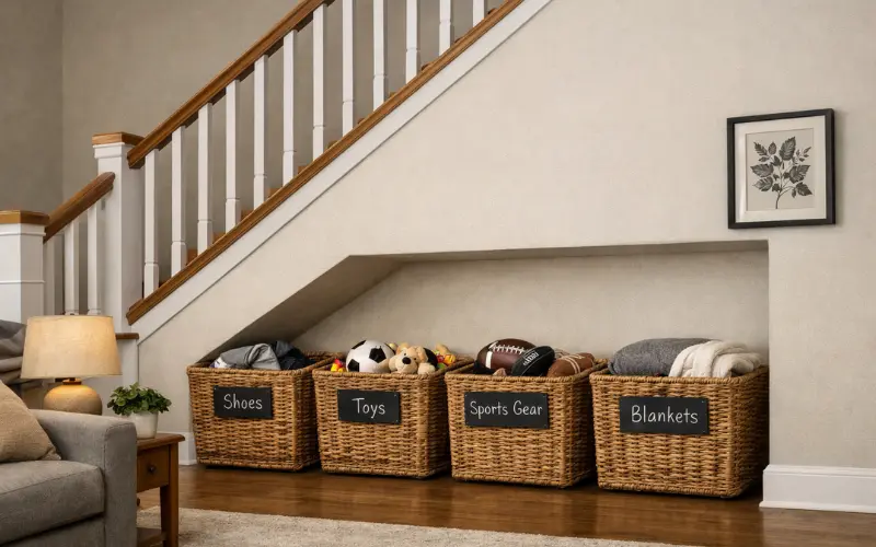 wicker or rattan baskets