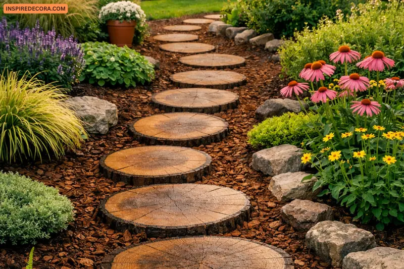 wood slice garden path