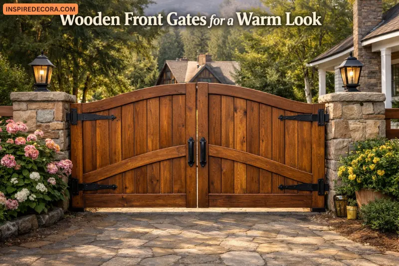 wooden front gates for a warm look