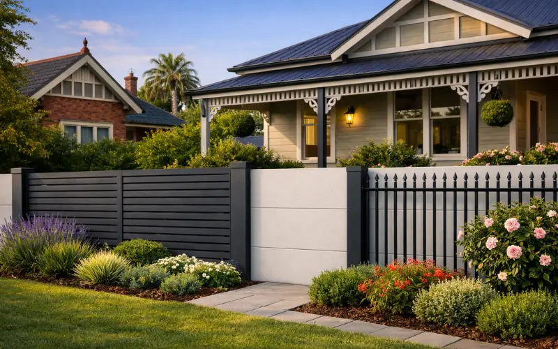 aluminium slat and tubular fencing