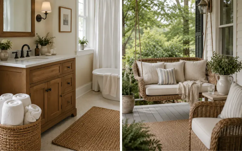 bathroom and outdoor spaces