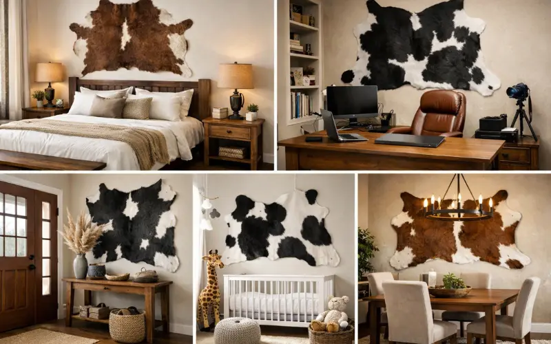 best rooms for cowhide wall decor ideas