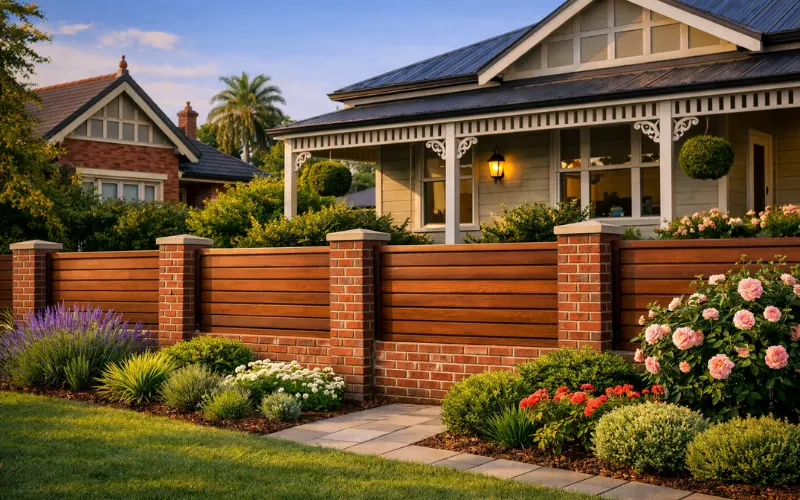 brick and timber combination fences
