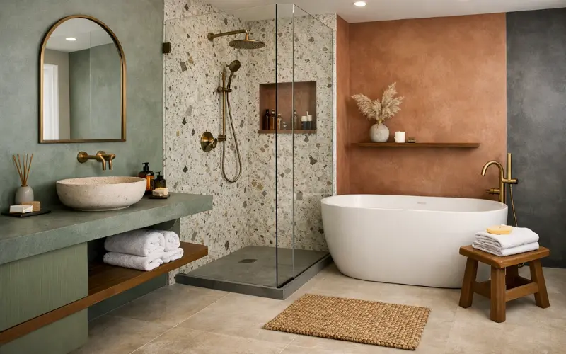 colours and materials shaping modern bathrooms australia
