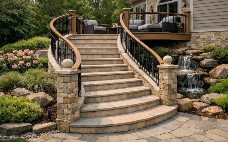 curved or spiral form concrete staircase