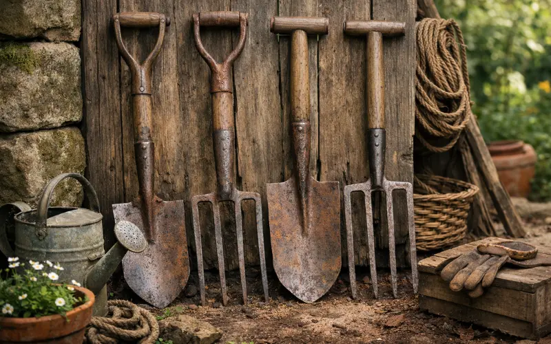 digging tools vintage gardening