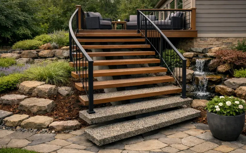 floating design concrete staircase