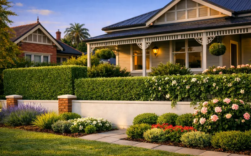 hedge and green fencing