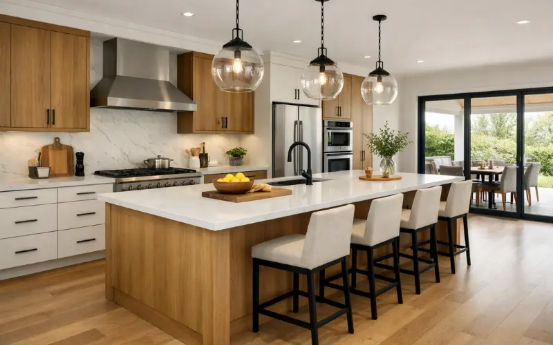 island layout open plan kitchen