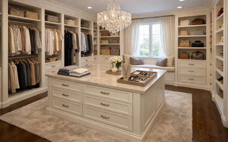 island layout walk in wardrobe