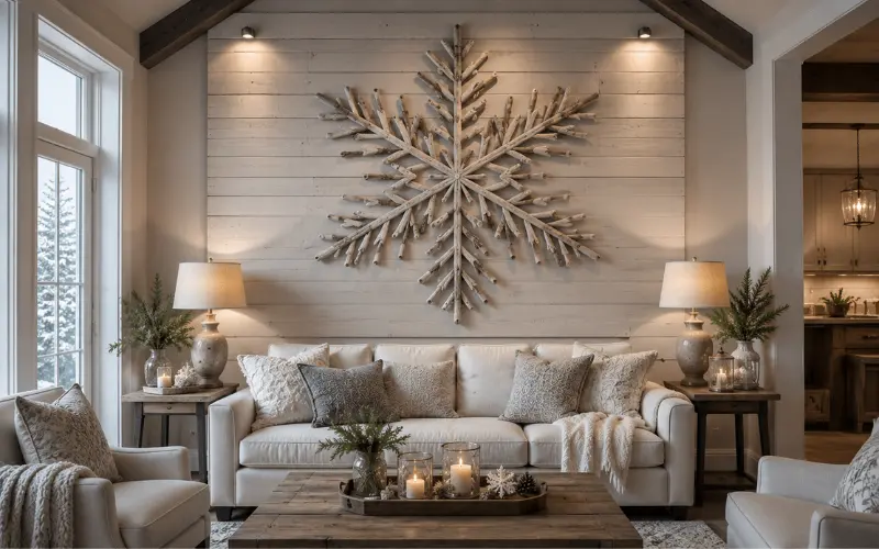 large snowflake wall decor ideas for statement walls