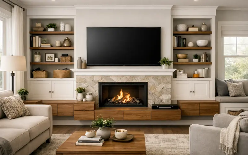 living room wall storage