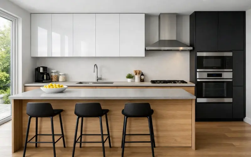 slab-front cabinets