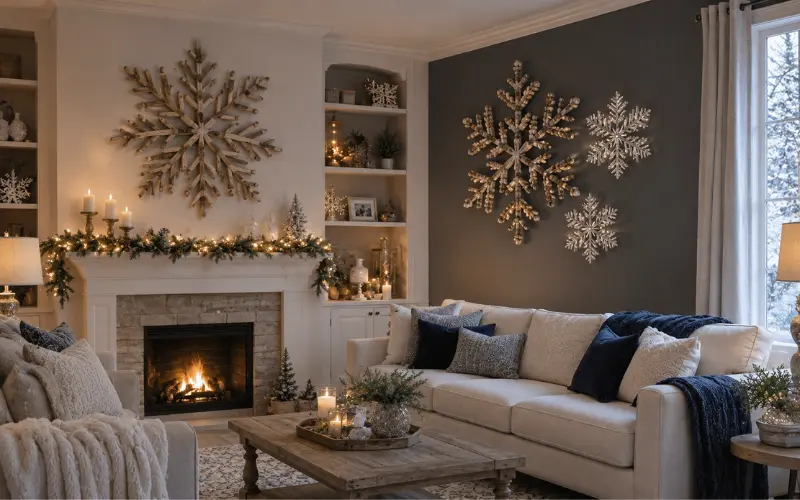 snowflake wall decor ideas for the living room