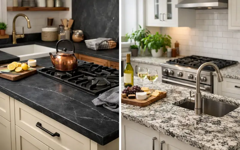 soapstone benchtop vs granite marble and quartz