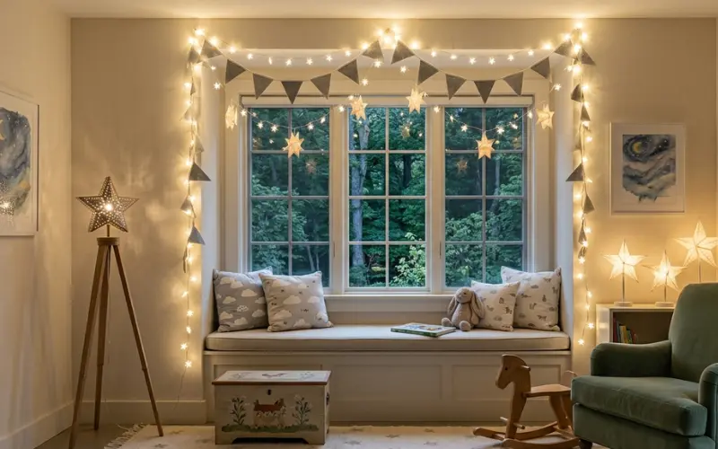 string light stars wall decor