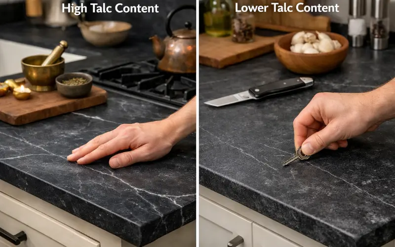 talc content soft vs hard grades