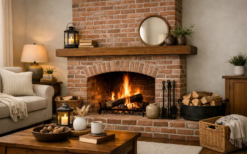 thin brick fireplace