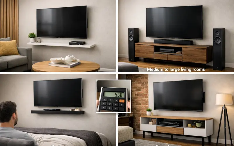 wall mounted tv unit ideas by room size