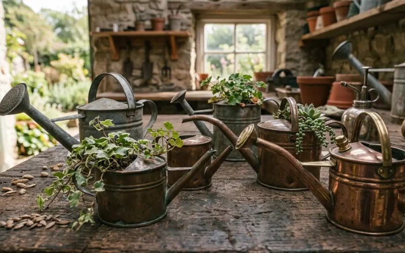 watering equipment vintage gardening