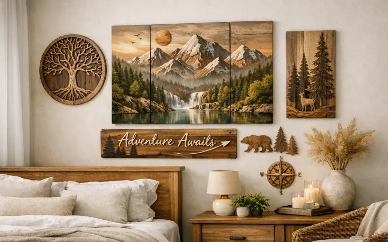 wooden nature wall decor for warmth and texture