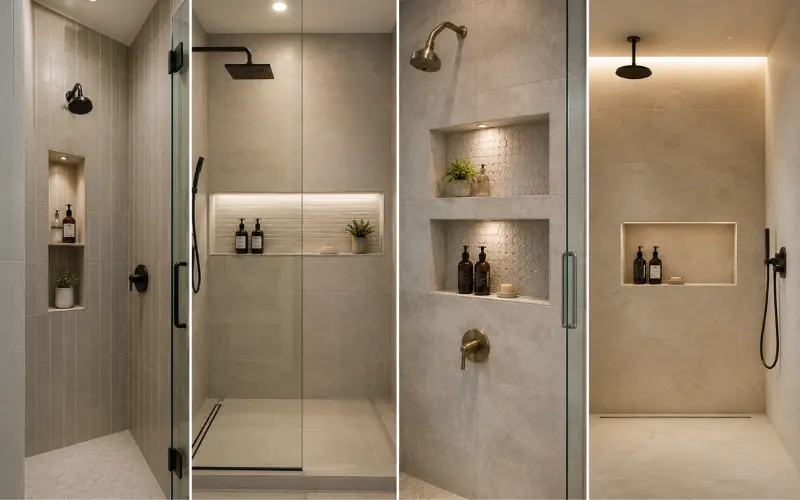 bathroom niche ideas by shower type