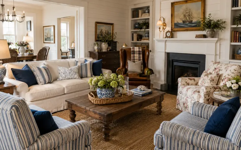 coastal cottage and old-money american styles