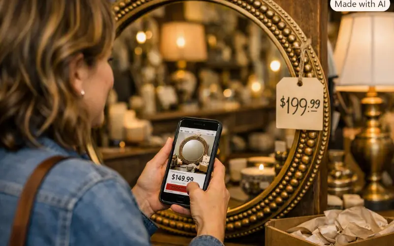 comparing in-store pricing to online listings