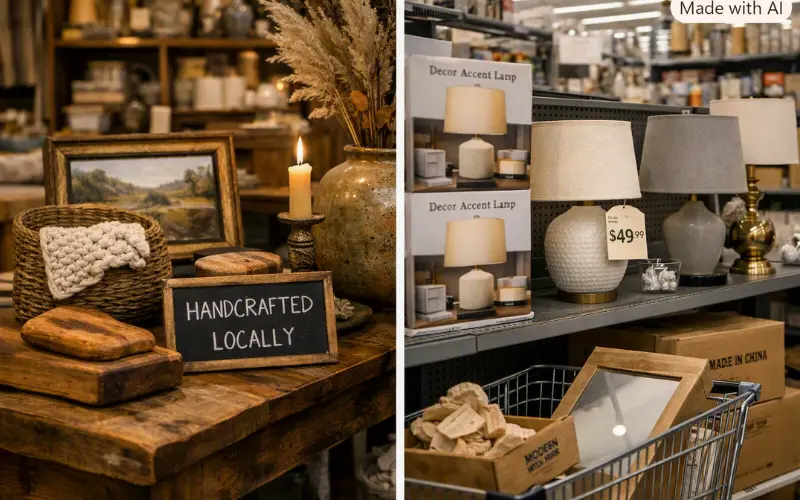 telling locally sourced pieces from warehouse drop-ship items