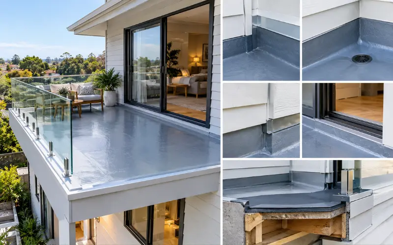 waterproofing an upstairs balcony is a different job to a ground floor deck