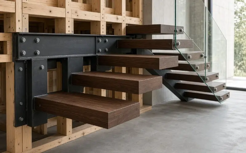 how heavy-duty floating stairs are constructed