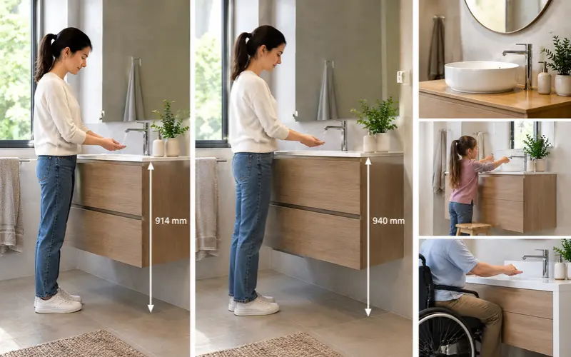 is 36 too high for a bathroom vanity and what about 37